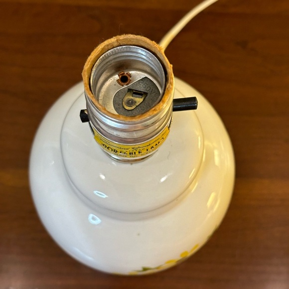 🌟2xHP🌟VTG 1950s-60s Hand Painted Sunflower Motif Ceramic Ginger Jar Lamp - Picture 9 of 14